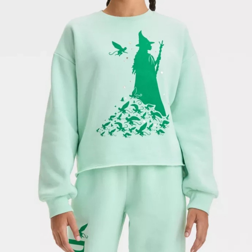 Wicked the Movie Girl's Small 6/7 Elphaba Dreamy Fleece Sweatshirt NWT
